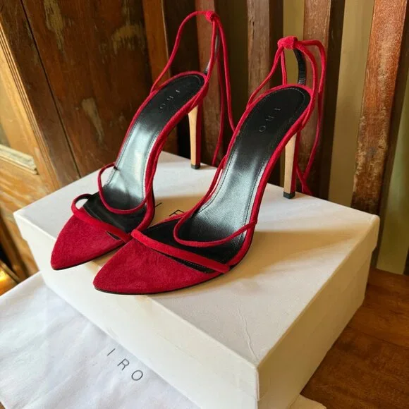 IRO Paris Fixa Pumps – Red Suede Lace-Up Heels (New in Box, Size 36 EU) - Picture 10 of 15